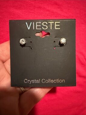 Vieste Clear Crystal Round Stud Earrings